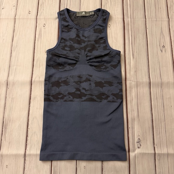Adidas x Stella McCartney Seamless Tank Spaceday Blue XS Women's Workout Active - Picture 1 of 8
